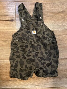 Carhartt Olive & Black Camo Toddler Short Overalls